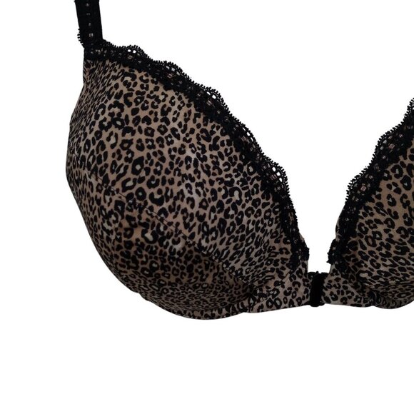 Victorias Secret Lightly Lined Plunge Leopard Underwire Bra Size 38DDD Front - Picture 9 of 10